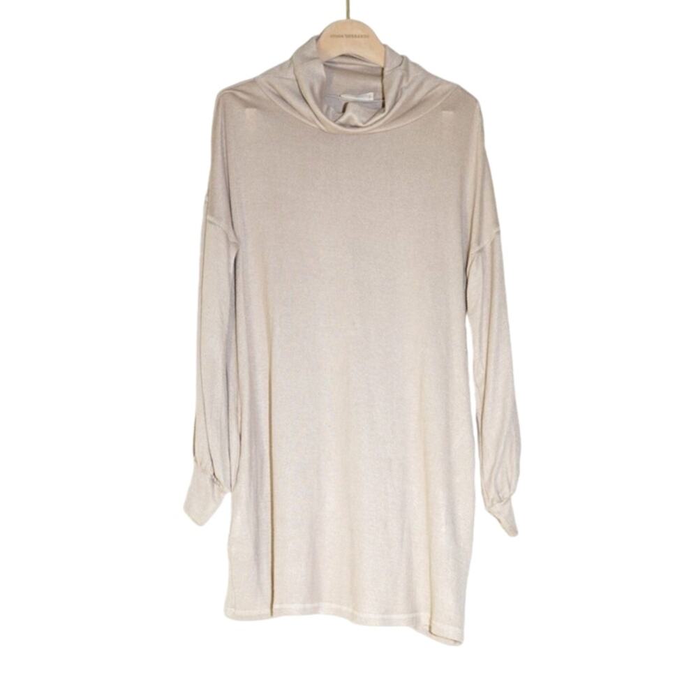 New In - Oversized Cowl Neck Long Sleeve Knit Sweater Dress in Mauve Pink / S